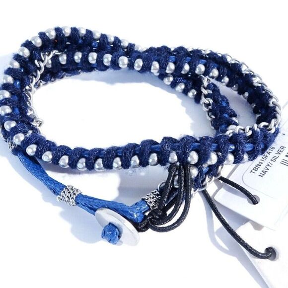 Nordstrom  Treasure and bond  Beaded Wrap Bracelet in navy silver NWt 39 - Picture 5 of 6